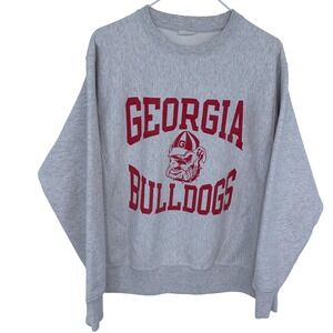 Champion Reverse Weave Georgia Bulldogs Crewneck Sweatshirt Medium Grey College‎